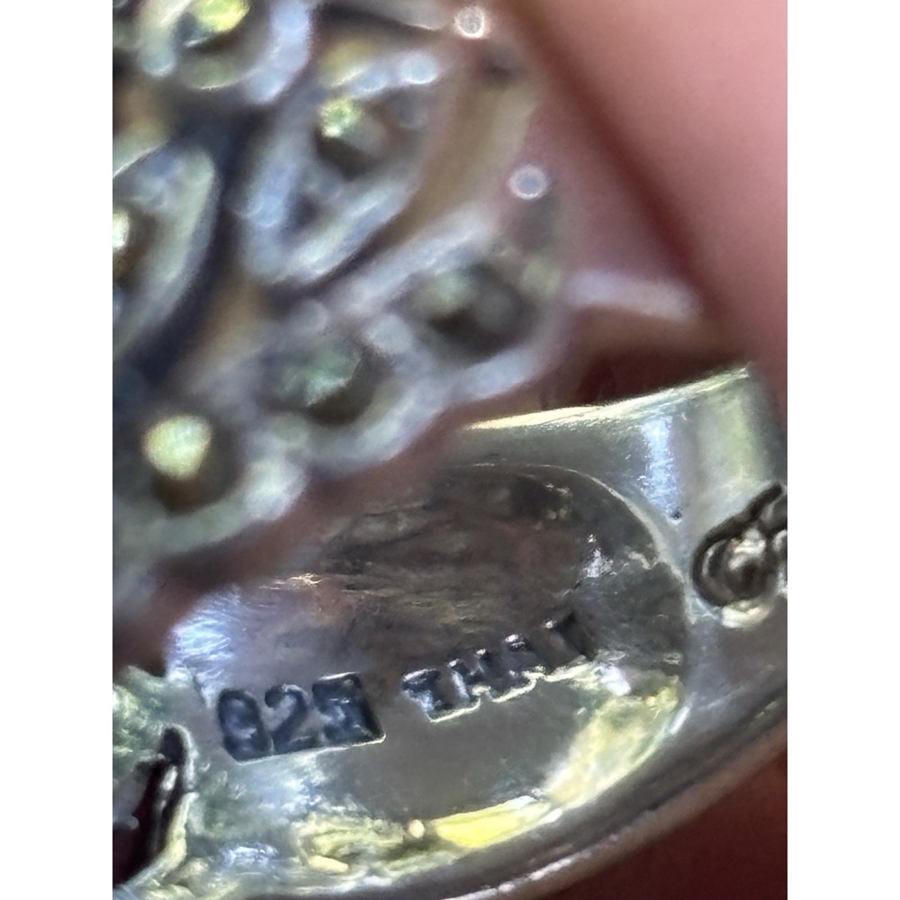 Vintage Signed 925 Sterling Silver Marcasite CZ Band Ring Size 6 - Picture 4 of 8